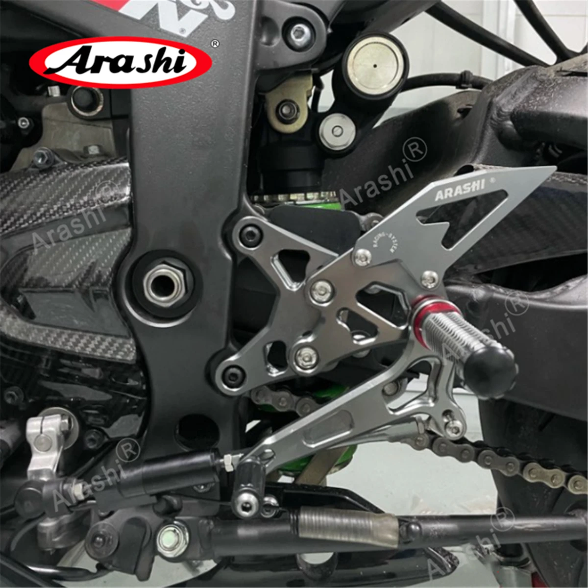 Регулируемая подставка для ног Arashi с ЧПУ KAWASAKI NINJA ZX6R 2005-2023 QS подножки задние ZX-6R ZX 6R