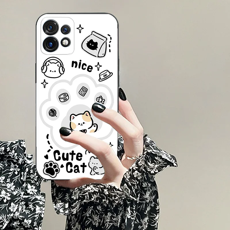 For Moto G 14 4 5 04 Ultra 200 24 64 s 34 40 neo 30 Pro 85 x 50 54 TPU Black Soft Phone Case Cartoon Pattern Animal