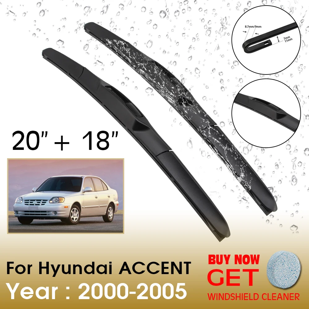 

Car Wiper Blade For Hyundai ACCENT 20"+18" 2000-2005 Front Window Washer Windscreen Windshield Wipers Blades Accessories