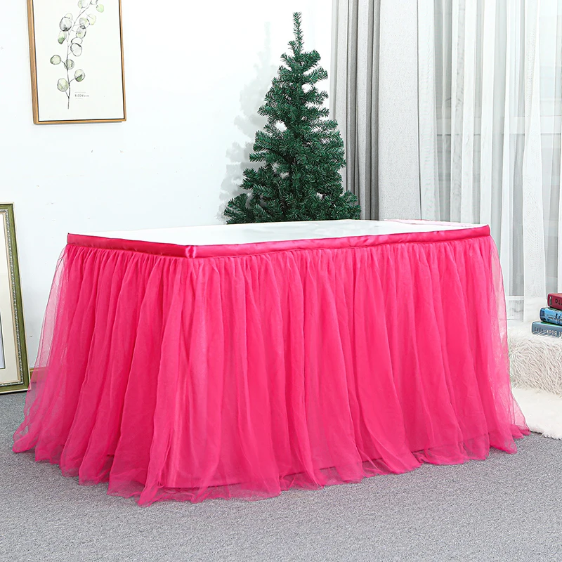 

Wedding Party Tutu Tulle Table Skirt Cover Tableware Cloth Baby Shower Party Home Christmas Decor Table Skirting Birthday Party