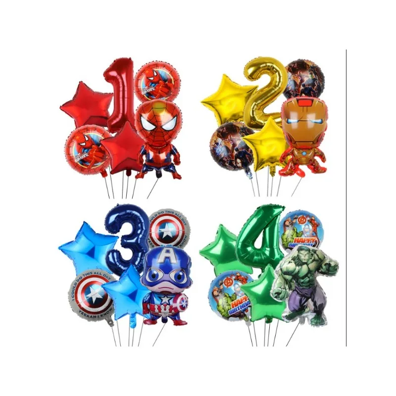 

Marvel Avengers Theme Aluminum Party Balloon Spider Man Hulk Captain America Iron Man Children's Birthday Gift Decoration Set