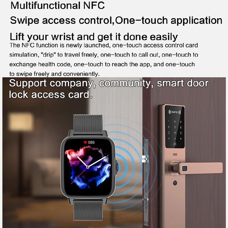 Смарт-часы NFC для мужчин сенсорный экран 1 69 дюйма Bluetooth-вызов телефона Apple Android