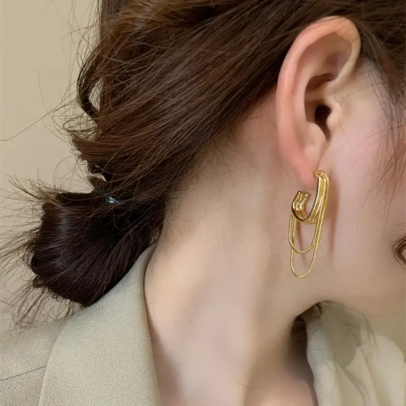 

New High-end Chain Tassel Women's Earrings Are Grand, Fashionable, Personalized, and Minimalist in Temperament. Earrings