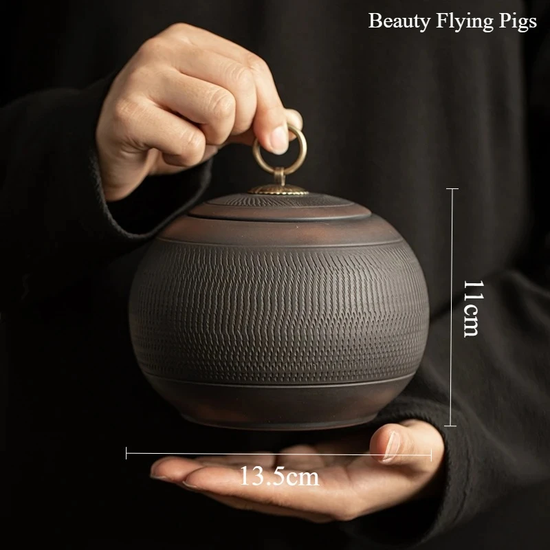 Керамическая чайная банка фиолетового цвета