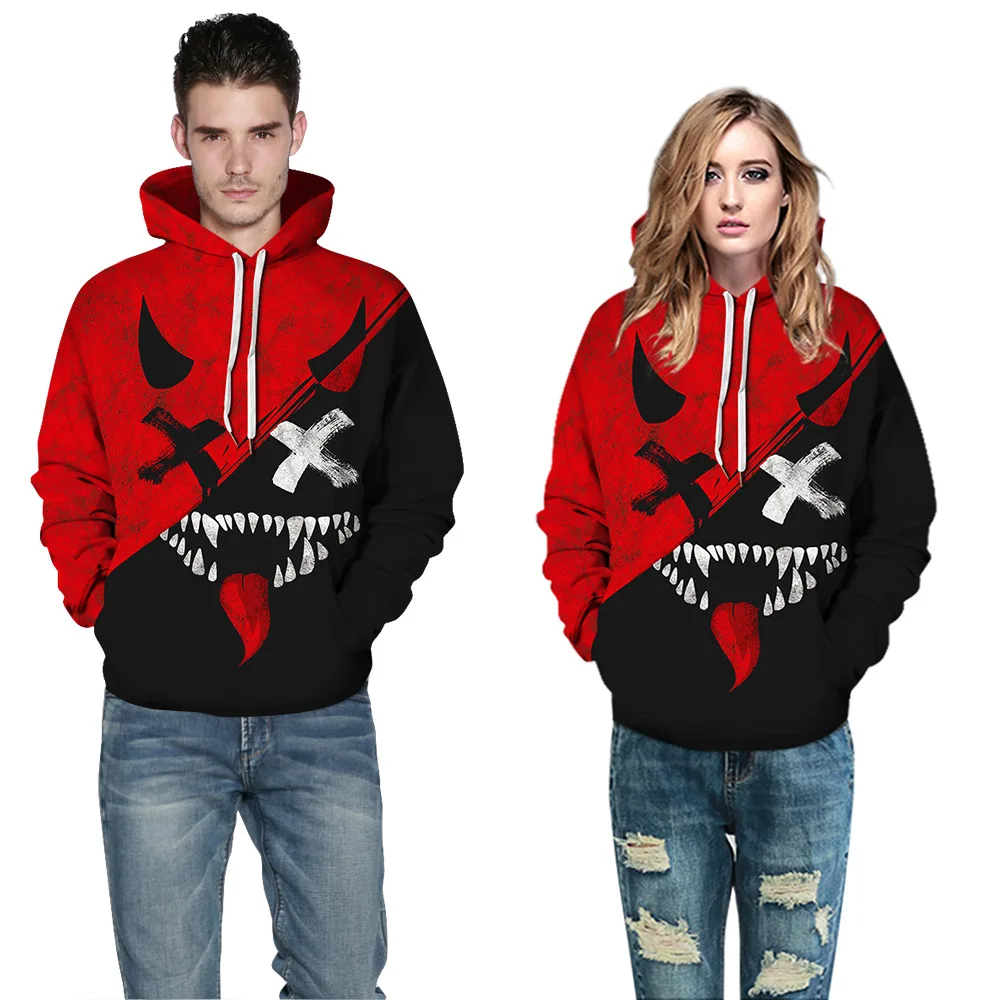 

Осенние новые худи на Хэллоуин в готическом стиле CON, Свободный пуловер с длинными рукавами и капюшоном для пар, Свитшот в стиле хип-хоп