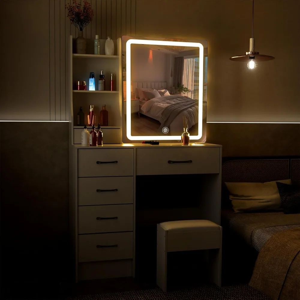 Столик для макияжа табурет/стул туалетного столика набор девочек с подсветкой