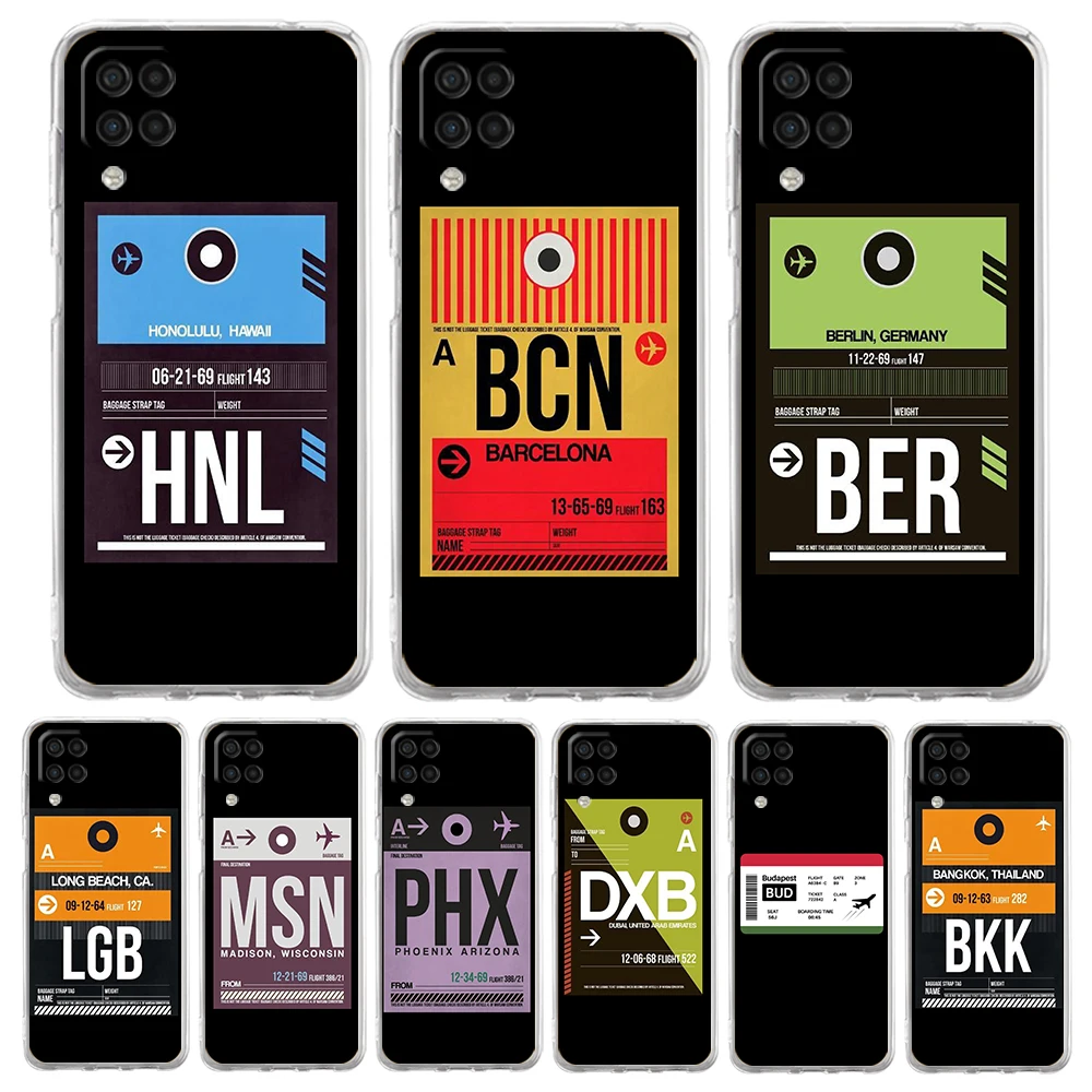 

World Country Label Air Tickets Case for Samsung Galaxy A13 A22 A32 A52 A72 A51 A71 A11 A31 A41 A33 A53 A73 5G Transparent Shell