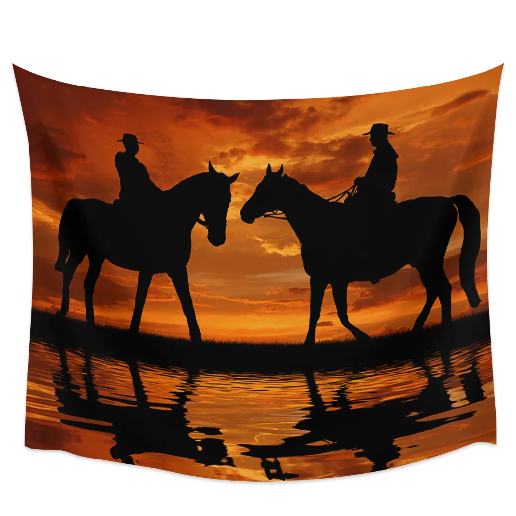 

Sunset Clouds Horses Blackout Curtains Table Runner Bathroom Set Blanket Tapestry