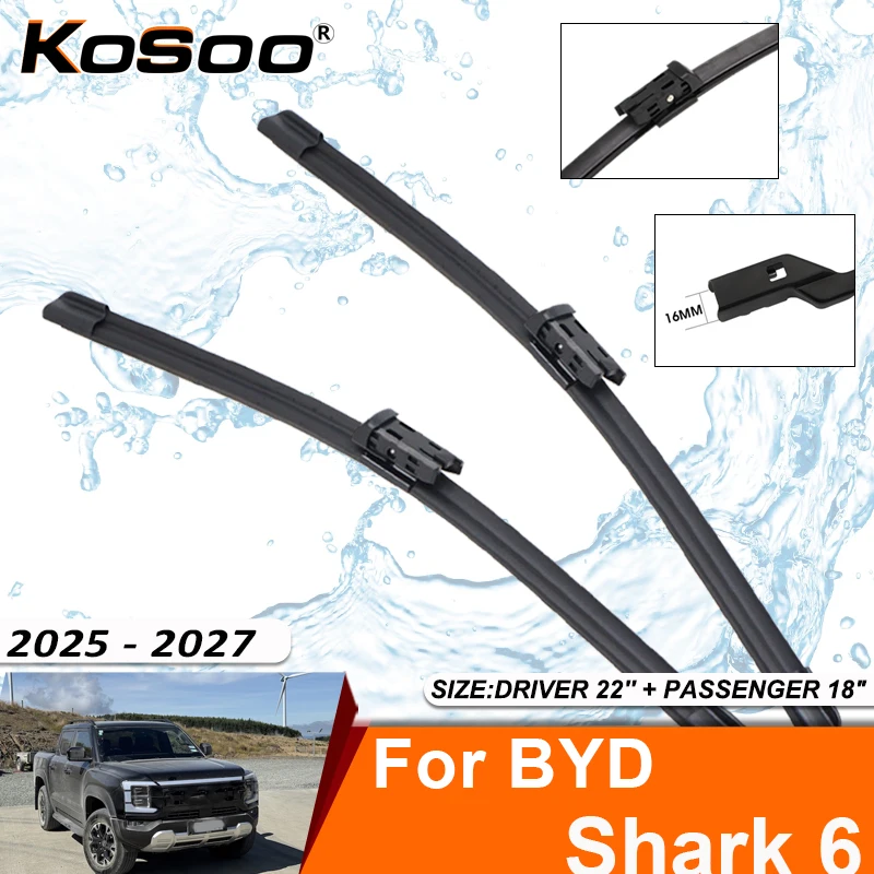 Фото Щетка стеклоочистителя для BYD Shark 6 2025-2027, резиновая насадка для лобового стекла, аксессуар для переднего стекла №1