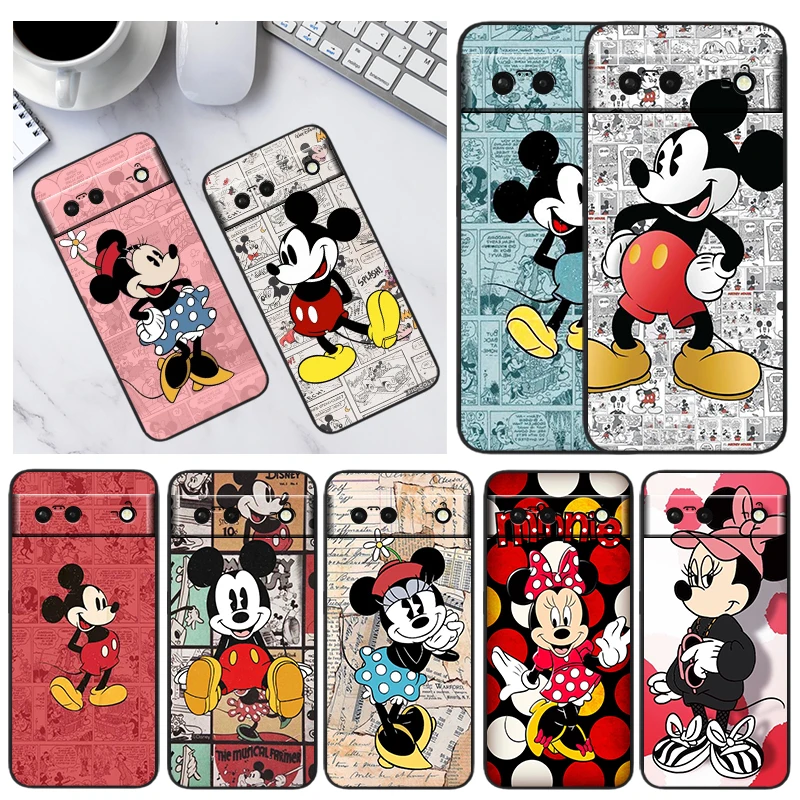 

Disney Mickey Minnie Mouse phone case For Google pixel 7 4 5 6 A PRO XL Disney anime cartoon silicone cover Gift