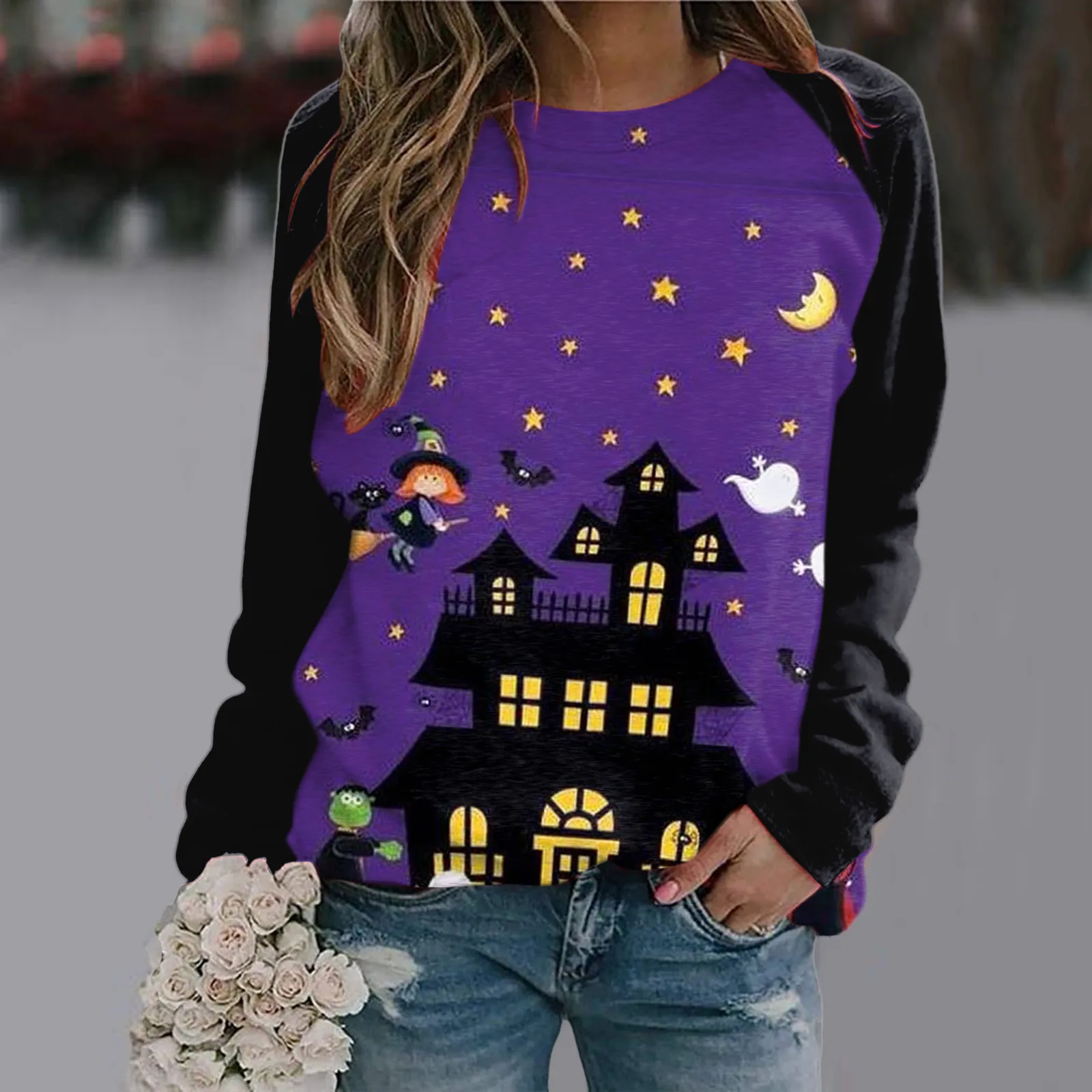 

Womens Color Hoodie Womens Halloween Print Fall Fashion Long Sleeve Casual Hoodie Sport Women Hooded Long Sleeve Shirt Women