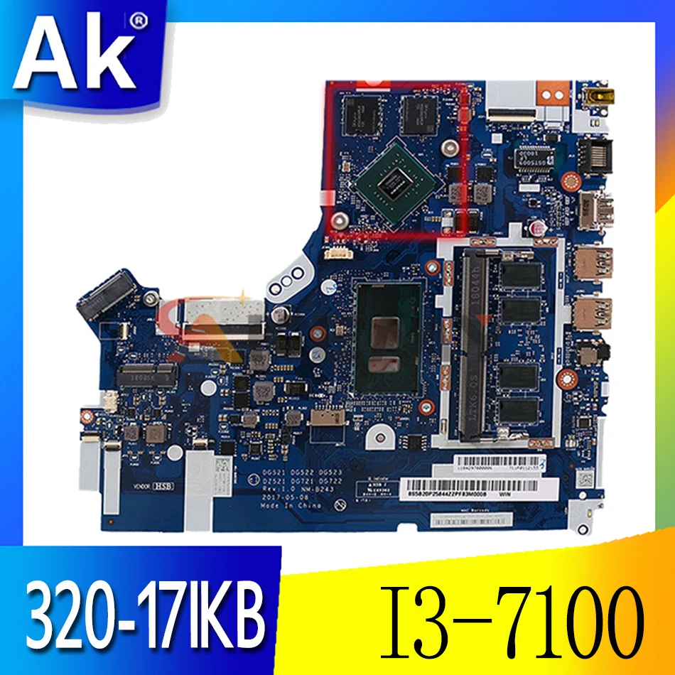 

NM-B243 For Lenovo Ideapad 320-17IKB/320-15IKB Laptop Motherboard CPU I3-7100 4GB-RAM GT940MX/920MX 2G 100% Test ok