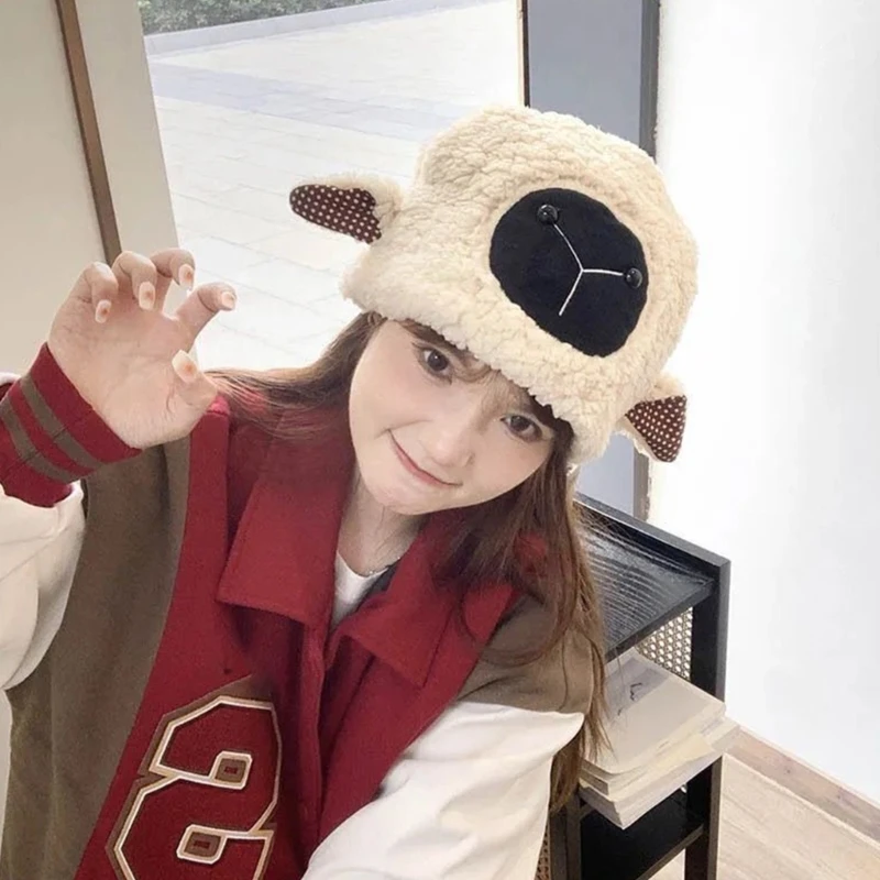 Плюшевая овечья шляпа для девочек забавная маленького дьявола шапка с овечьими