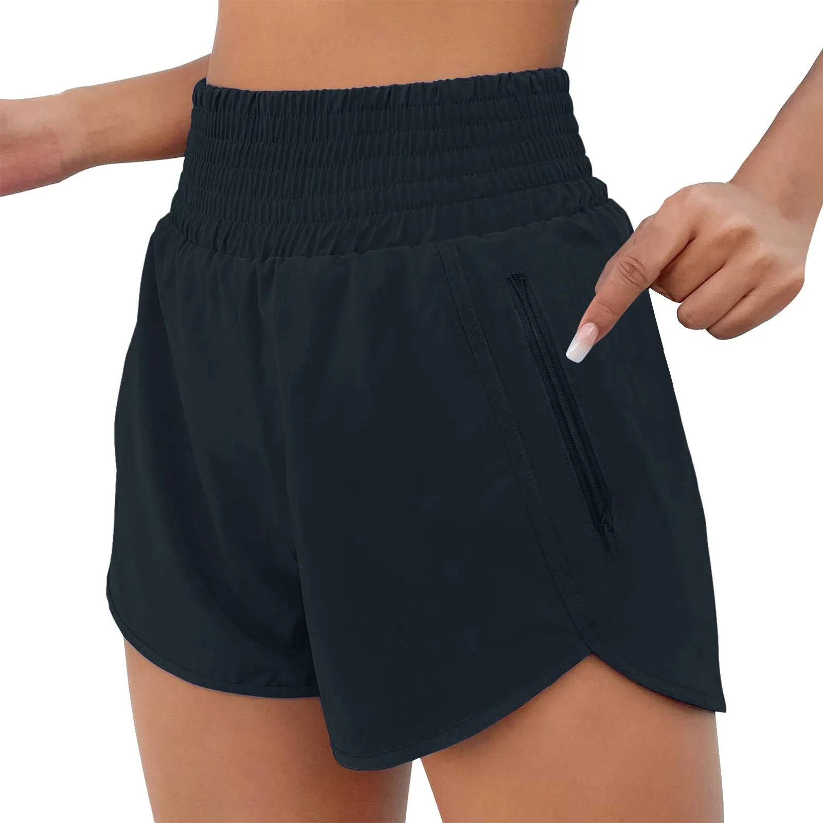 

Casual Sportswear Trunks Fitness Shorts Quick Dry Pants Elastic Waist Shorts For Women Drawstring Wide Legs Pantalones Cortos