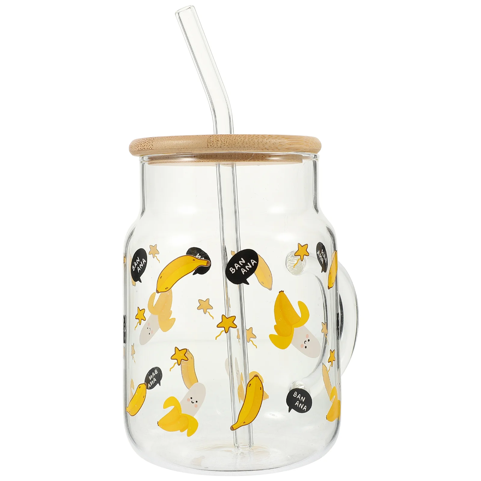 

1 Set of Glass Cup Multi-Function Juice Cup Coffee Milk Tea Mug with Lid Straw