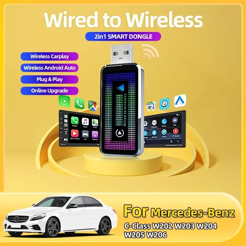 Для Mercedes-Benz C-Class W202 W203 W204 W205 W206 Беспроводной CarPlay Android Auto адаптер Plug &amp Play WiFi Fast Connect