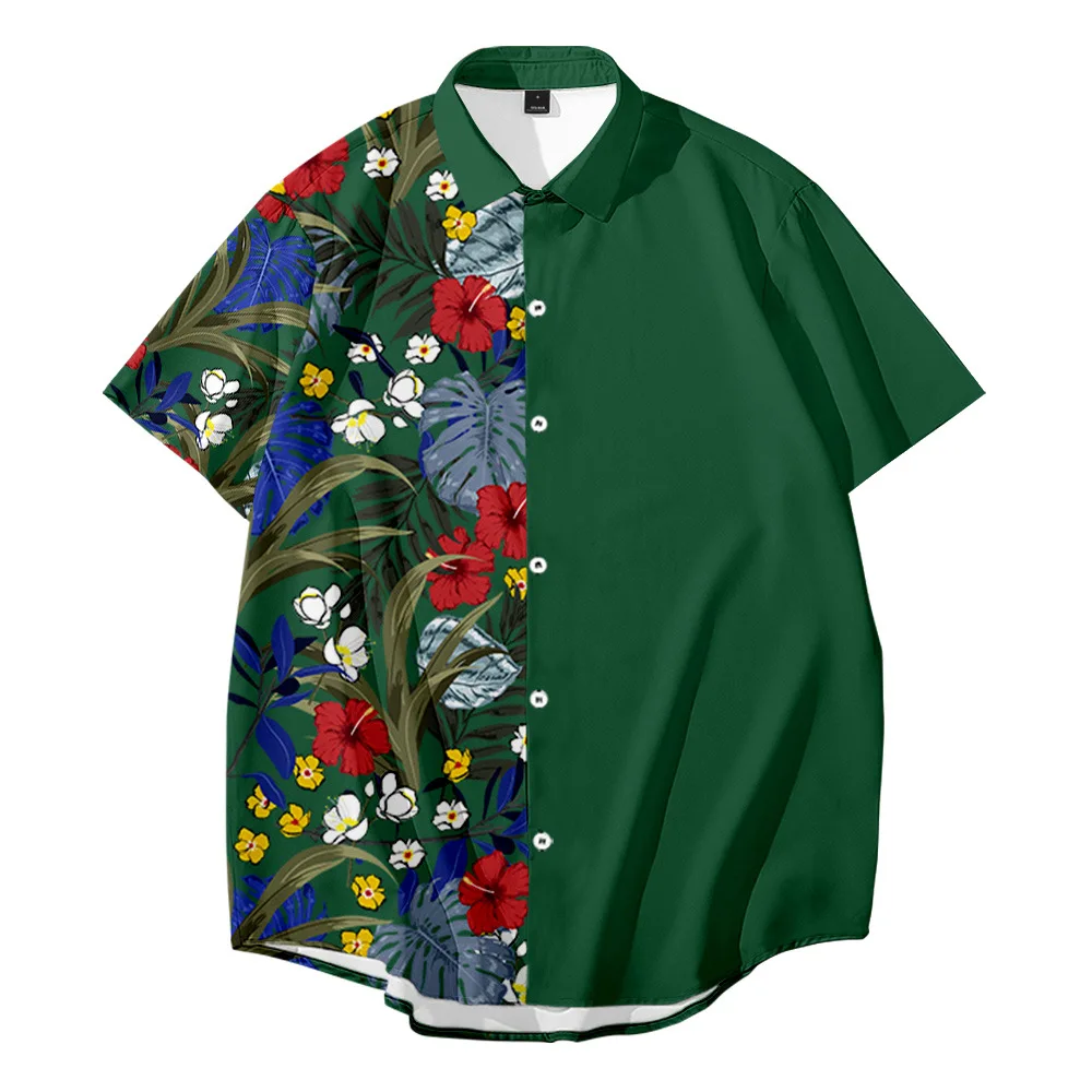 

Hawaiian Shirts for Men And Women Highstreet Style Tropical Plants Patchwork Print Hawaii Summer Casual Short sleeve Tops