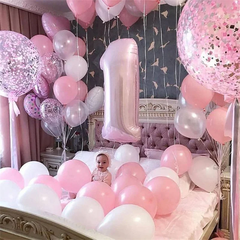 

Number 1 Balloon 1st Birthday Boy Girl 1 Year Old Baby Birthday Party Decorations Anniversaire Supplies Globos Baby Shower