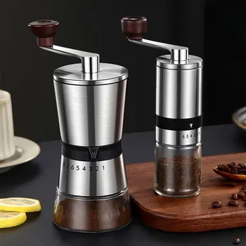 Manual Coffee Grinder Coarse Fine Grinding Stainless Steel Ceramic Hand Coffee Grinder Portable Hand Crank Kitchen Grinding Tool