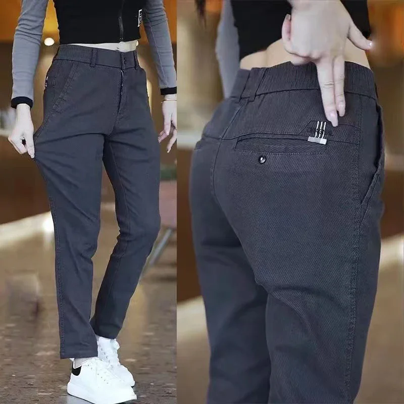 Мужские повседневные брюки средней длины прямые стандартной весенне-осенний