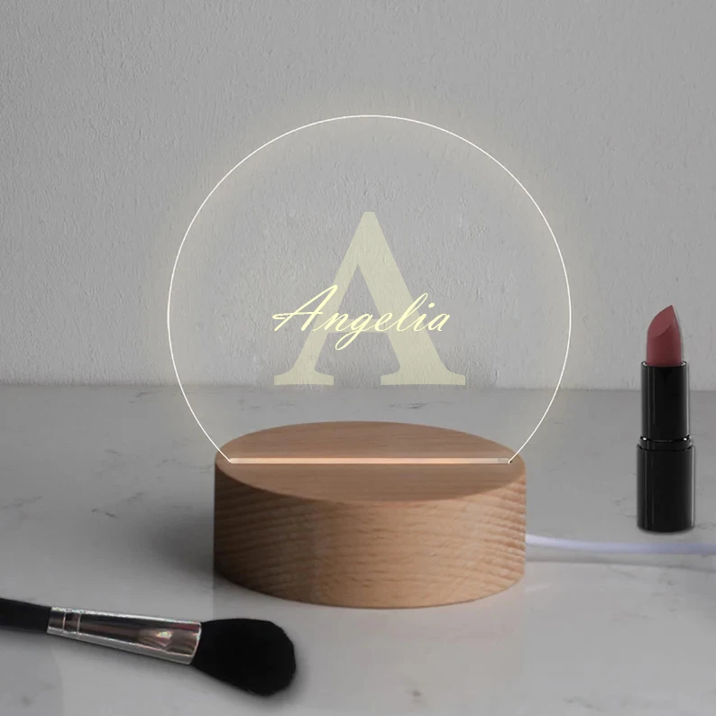 

Светодиодная настольная лампа с именем на заказ, уникальный подарок на день рождения, прикроватный столик, декор для комнаты, 3 варианта цве...