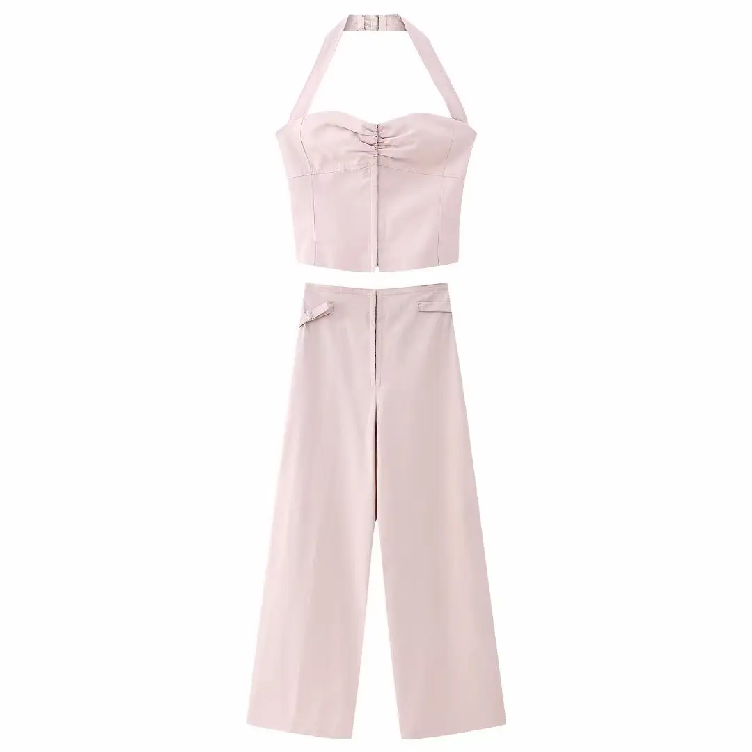 

Женский весенний Повседневный модный шикарный Приталенный жилет с воротником-стойкой, однотонный топ + брюки с поясом, новинка 2023