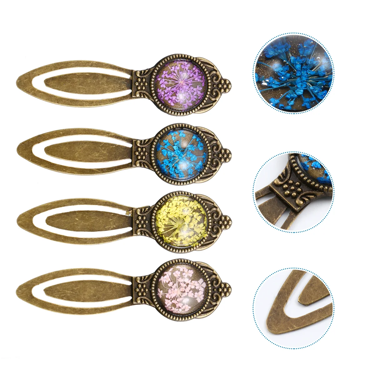 

4pcs Metal Pendant Tray with Glass for Bracelet Necklace DIY Jewelry Making Book Marker Making Bookmark