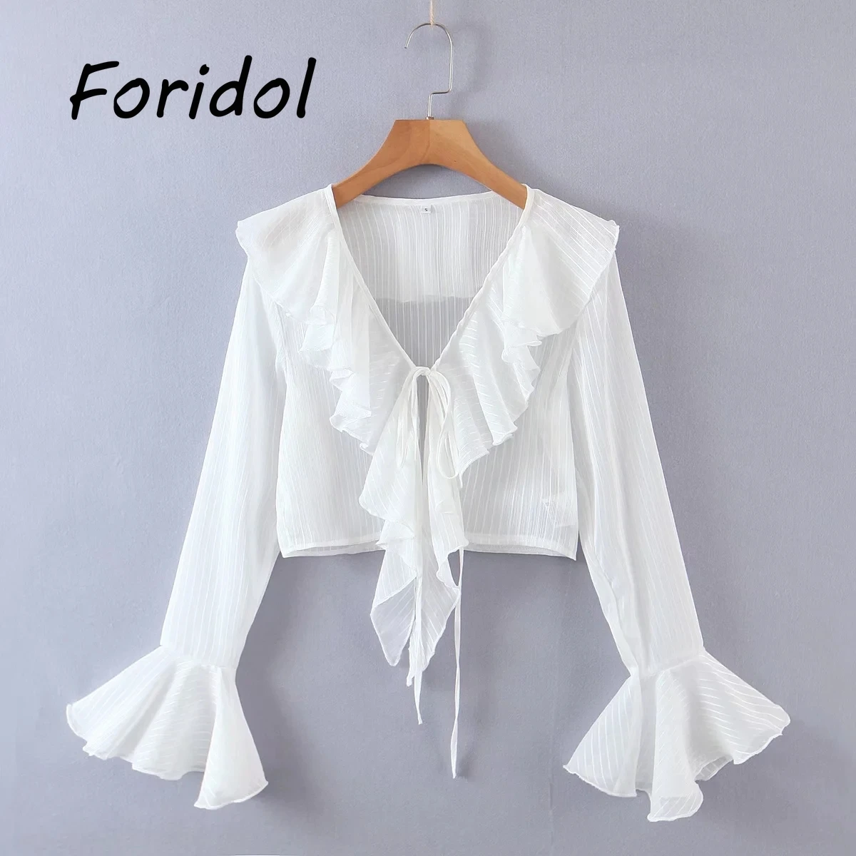 Женский шифоновый укороченный топ из прозрачного тюля блузки в пляжном стиле