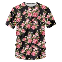 spring summer fall vintage t shirt colourful 3d flower leaves casual tops for manwomen fashion plus size 6xl wholesale new 2022