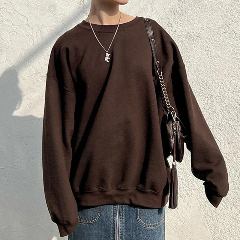 

Однотонная толстовка оверсайз, осень 2022, новые женские хлопковые повседневные пуловеры, толстовки Y2k, повседневная толстовка с длинным рука...