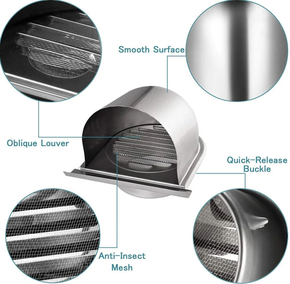 

Wall Air Vent Air Vent Cover Ventilation Outlet Ducting Cover Durable Vent Extract Valve Grille Silver Brand New