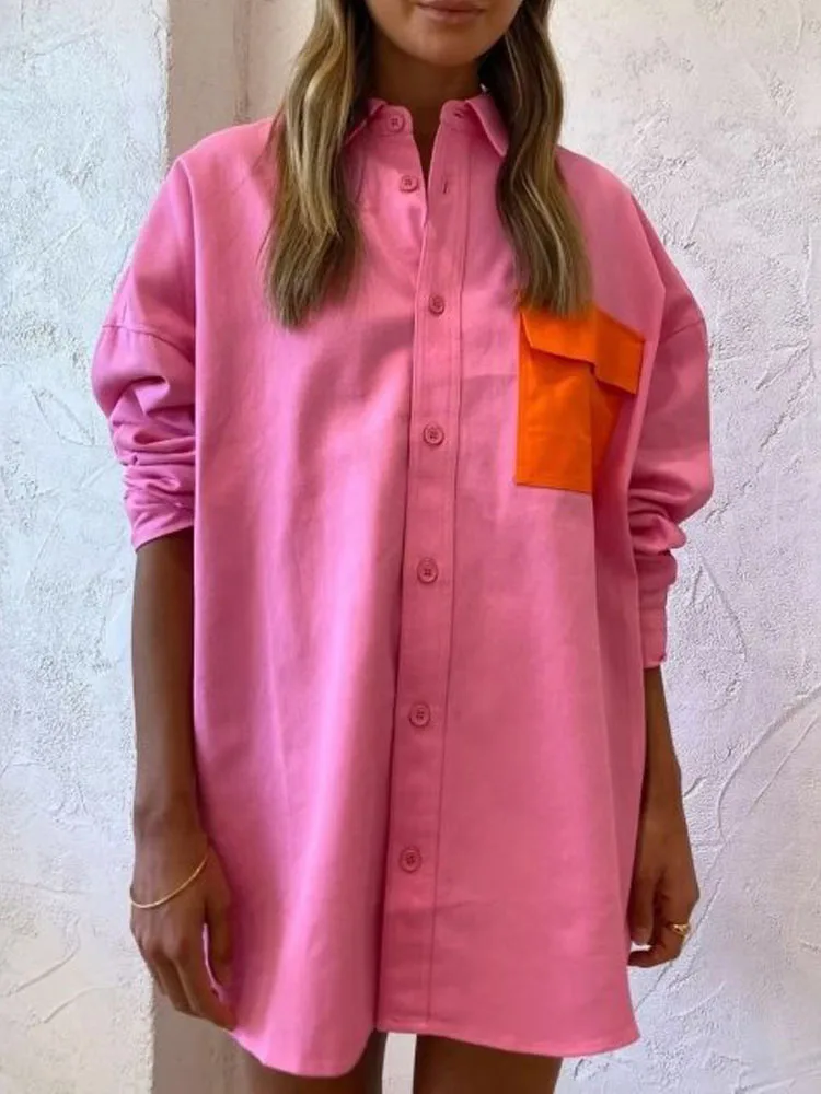 

Женский Свободный Топ в полоску, с карманами