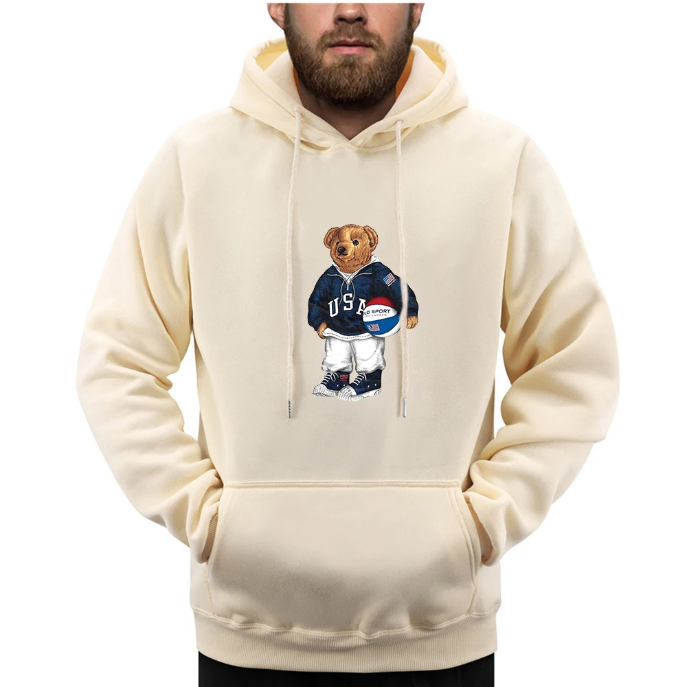 2024 New Designer Men's Hoodies Basketball Bear Graphic Print Long Sleeve Sweatshirts Brand Pullover Winter Tops