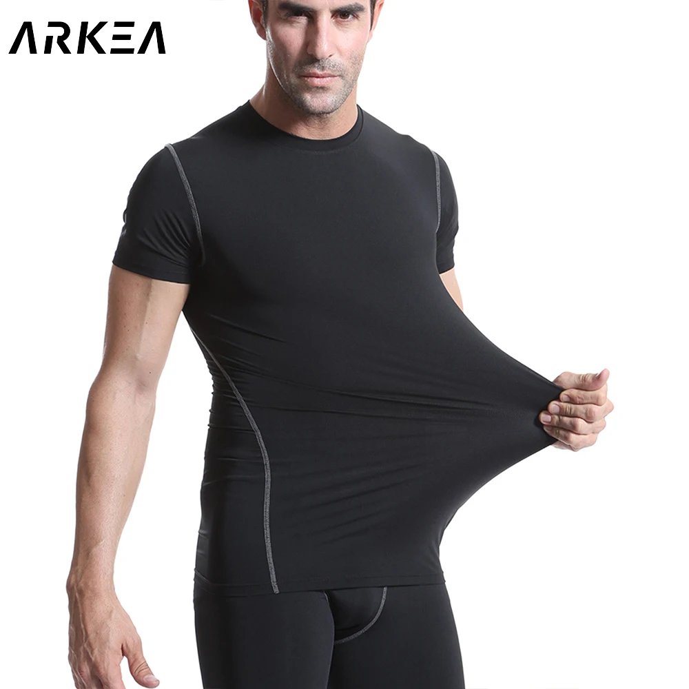 

Men's sports compression T-shirt Quick dry Running Sport Skinny Short Tee Shirt Male Gym Fitness Bodybuilding Workout Clothing