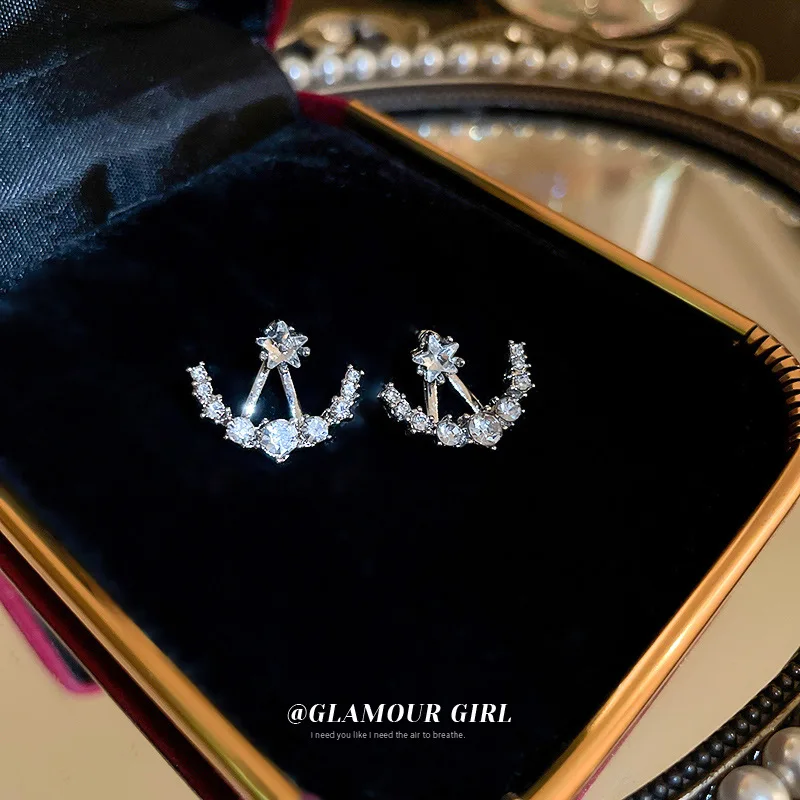 Серебристые серьги с бриллиантами модные креативные наушники бесплатная