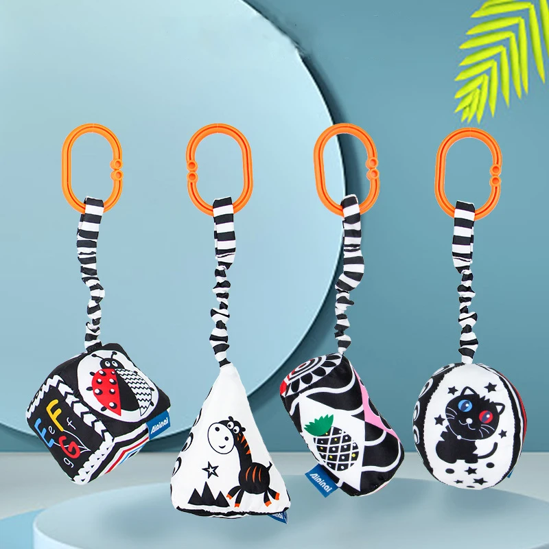 

Baby Toys 0 12 Months Black and White Rattles Plush Animal Stroller Hanging Toy for Baby Car Seat Crib Newborn Sensory Toys Gift