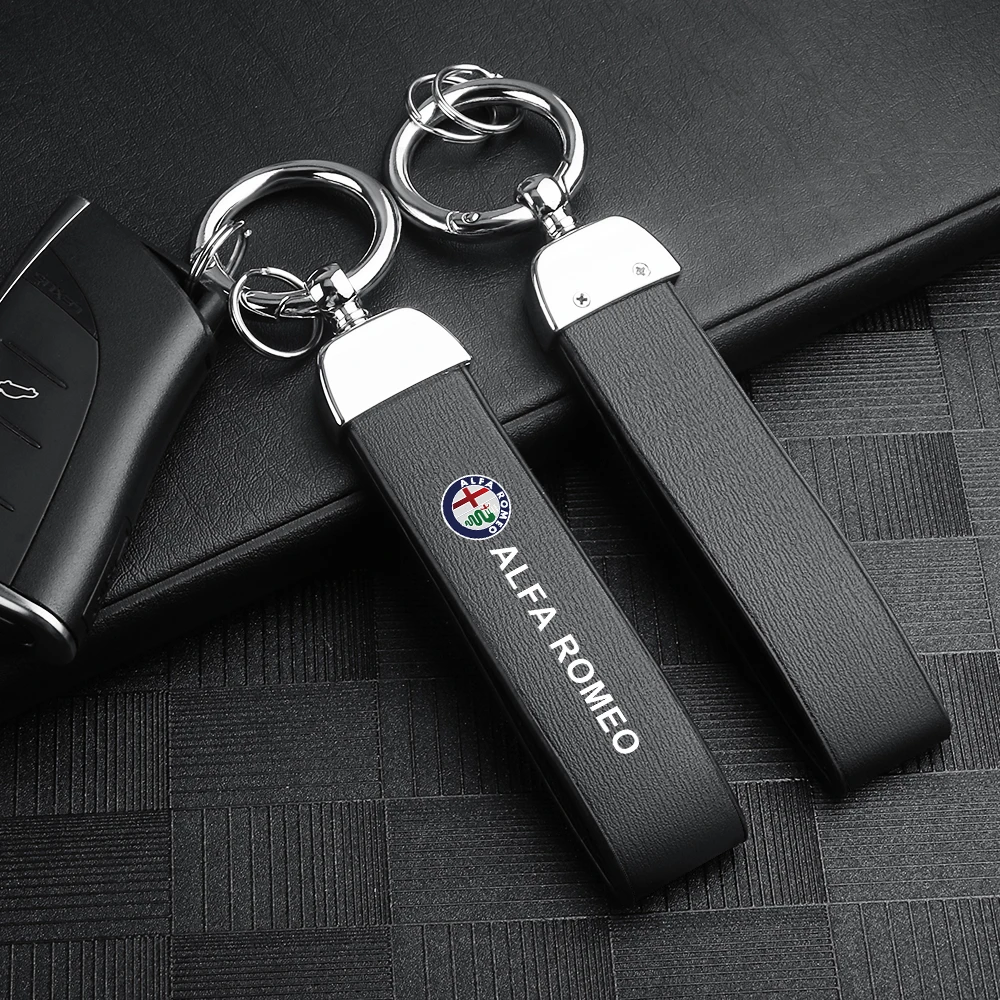 

Luxury Leather Car Logo Keychain Key Rings Key Holder Key Tag Auto Accessories For Alfa Romeo Giulietta 159 Mito 147 Stelvio etc