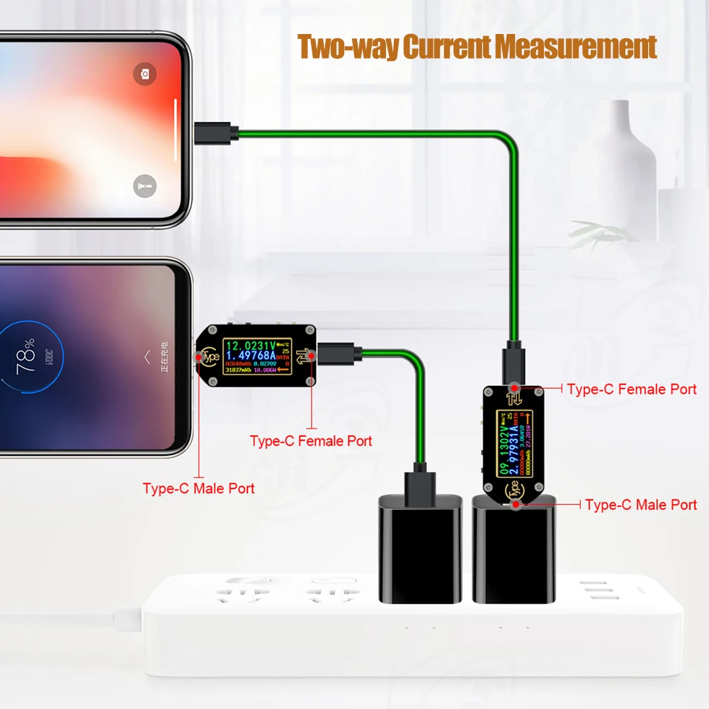 

USB Tester Voltage Current Meter Type-C Multimeter Voltmeter Ammeter PD Detector for Household Electricity Accessories