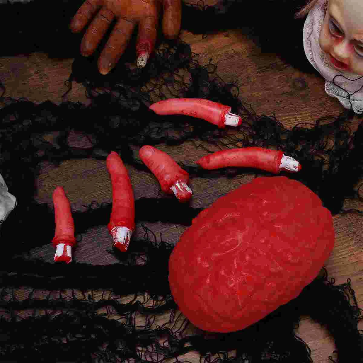 

6pcs in 1 Set Scary Halloween Organ Fast Food Box Realistic Body Part Heart Eyeball Shape Decoration Tool Atmosphere Layout