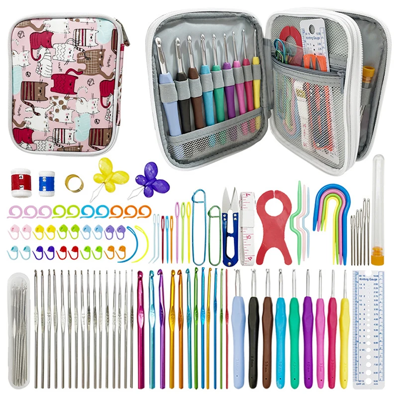 

MIUSIE 104 Pcs Sewing Knitted Set With Different Sizes Crochet Hook Plastic Sewing Needles Leather Needles Sewing Accessories