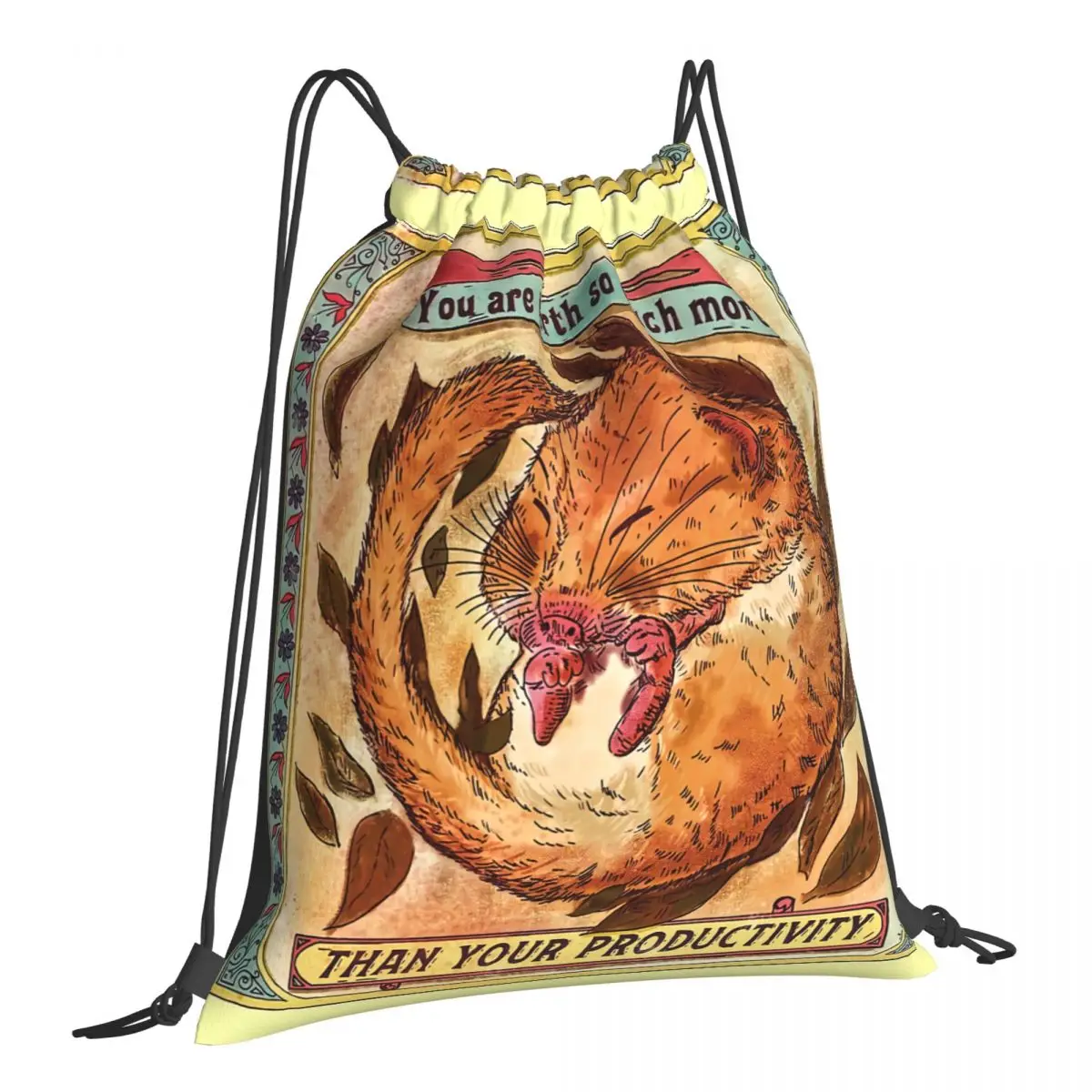 

You Are Worth More Than Your Productivity Antiwork Dormouse Portable Sports Drawstring Bags Riding Gym Clothes Storage Backpacks