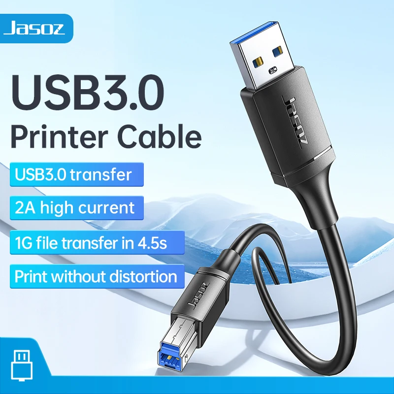 Jasoz USB кабель USB для принтера B для типа A USB 3,0 кабель для ПК Epson ZJiang Label сканер принтер кабель