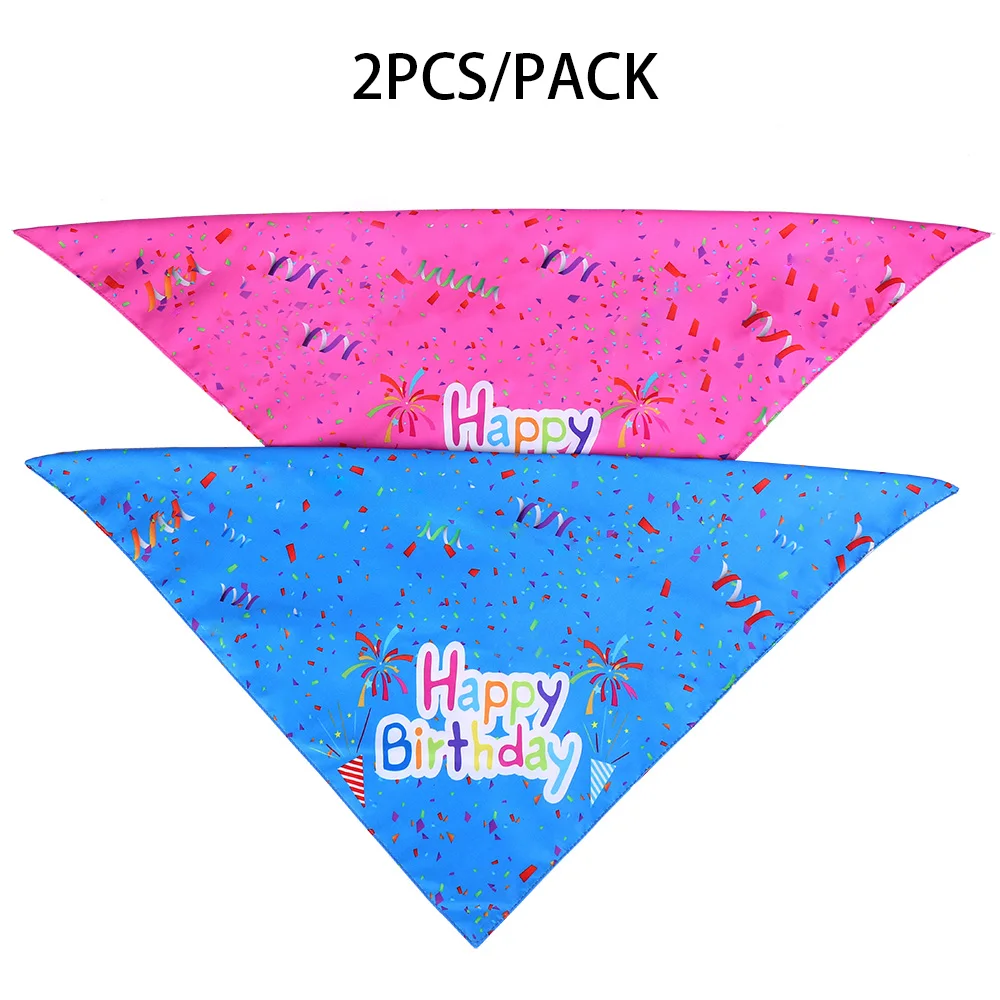 

2PCS/Pack Dog Birthday Bandana Cute Doggy Bandanas for Pet Small Medium Dogs Boy Girl Triangle Scarf Party Accessories Gift Pets