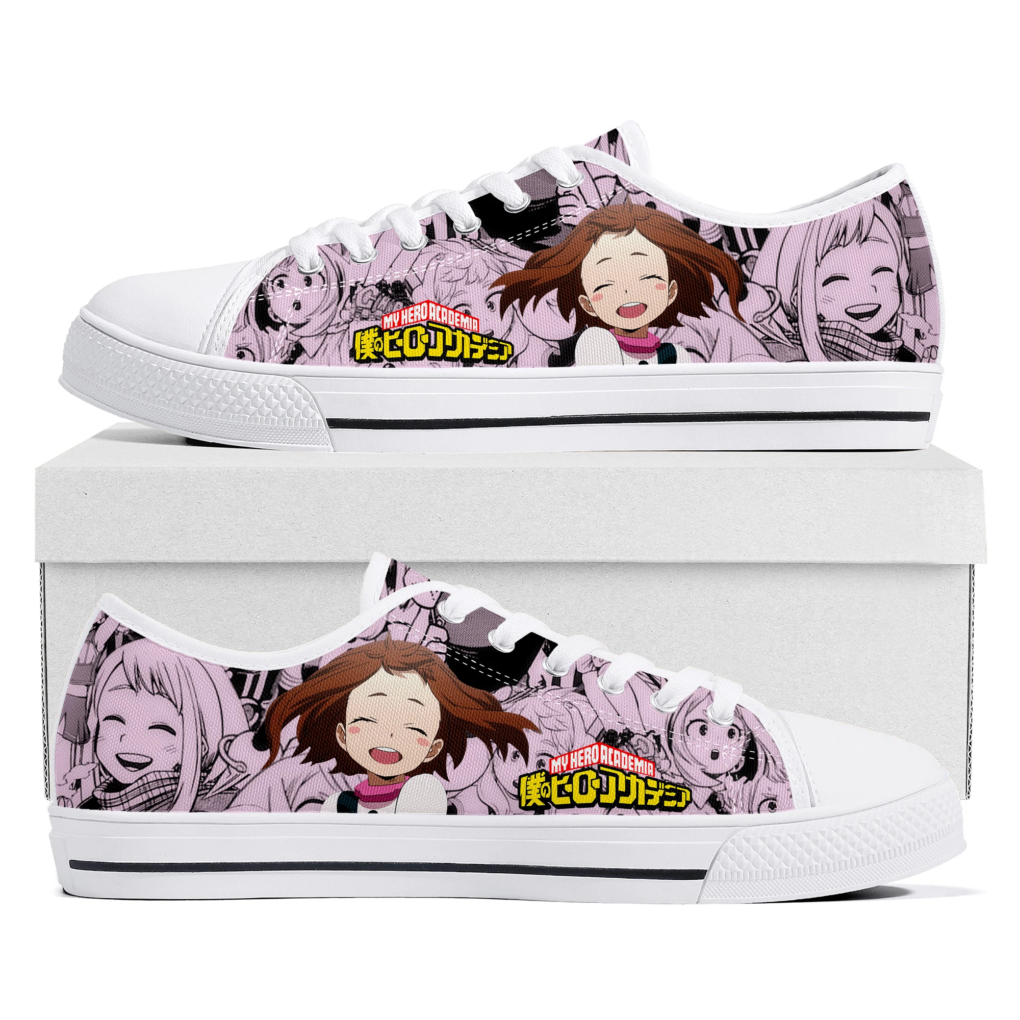 

Uraraka Ochako Low Top Sneakers Womens Mens Teenager My Hero Academia High Quality Canvas Sneaker Couple Manga Custom Made Shoes