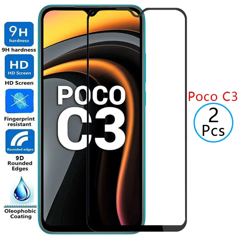 

9d protective tempered glass for xiaomi poco c3 screen protector on pococ3 c 3 3c poco3c safety film xiomi xiami xaomi xiaomy 9h