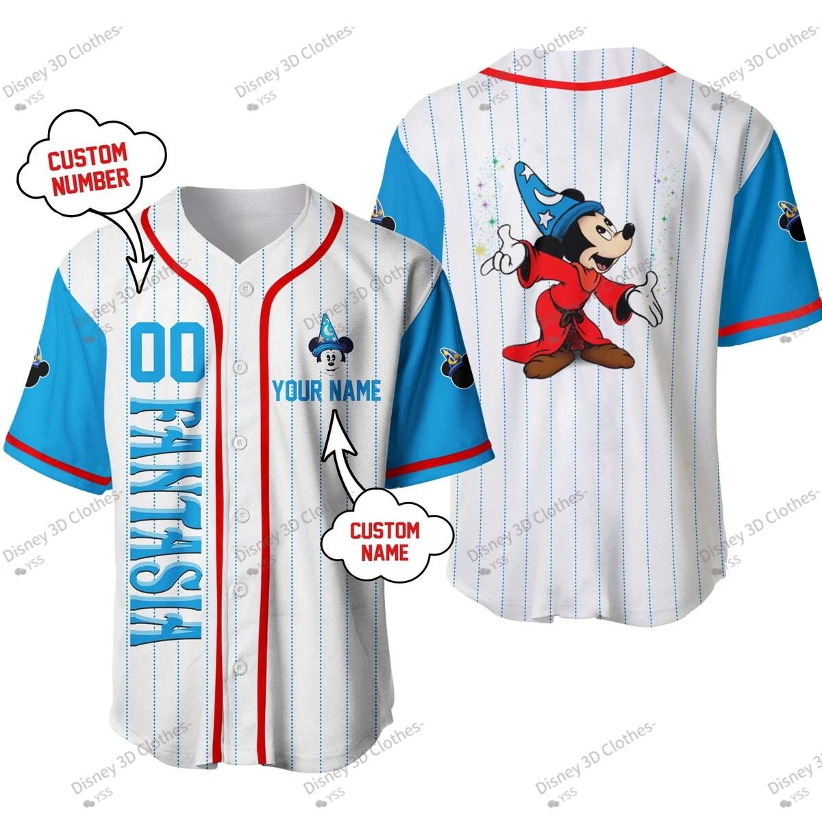 

2023 Mickey Fantasy Personalized Baseball Jacket Disney Baseball Jacket Customize Your Name Baseball Shirt
