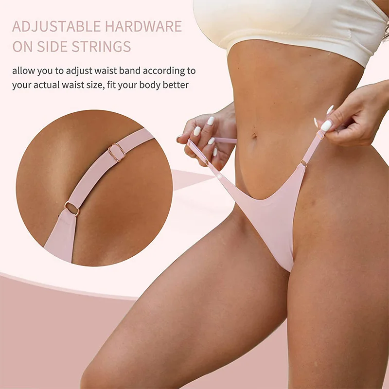 Стринги женские нейлоновые с низкой посадкой и металлической застежкой