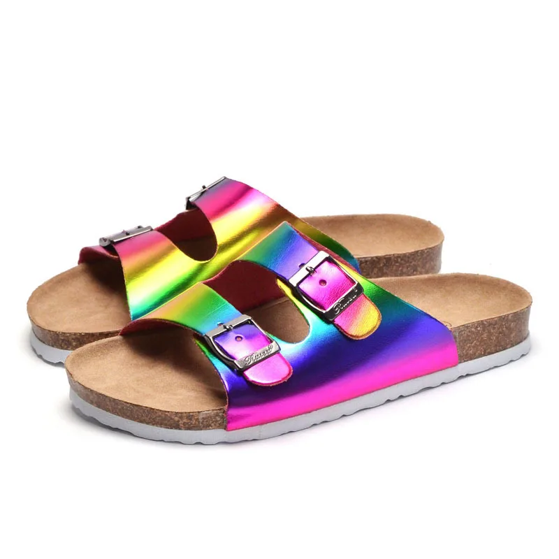 

New arrival multicolor cork sandals women flip flops unisex mixed color slippers shoes women beach sandals