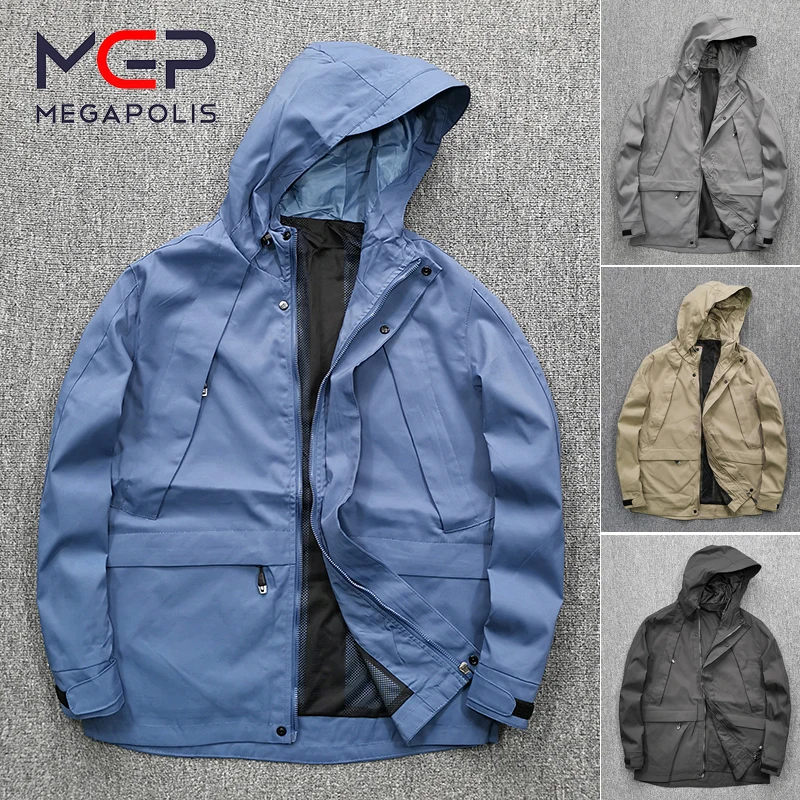 Men's Jacket Autumn Casual Waterproof Windproof Hooded Coat  Ripstop Outdoor Lightweight Soft Breathable All-match Tops