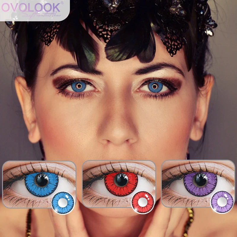 

ovolook 1Pair half year For cosplay Colored Contcts Lens Color Contact Lenses Color lens yellow contact contacts free shipping